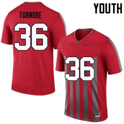 Youth Ohio State Buckeyes #36 Zach Turnure Throwback Nike NCAA College Football Jersey Style NJK2844EZ